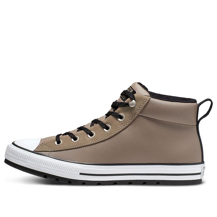 khaki leather converse