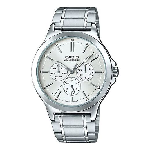 Men's CASIO DRESS Series waterproof Stainless Steel Mens Silver Analog