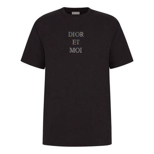 DIOR Alphabet Pattern Short Sleeve T-shirt Unisex Black 933J604A0554 ...