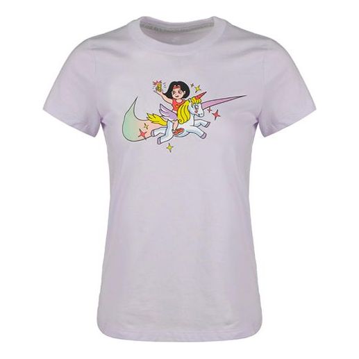 Nike (wmns) Cartoon Logo Short Sleeve 'purple' In White