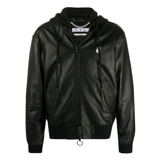 Men's OFF-WHITE logo Printing Cortex Aviator Black Jacket ...