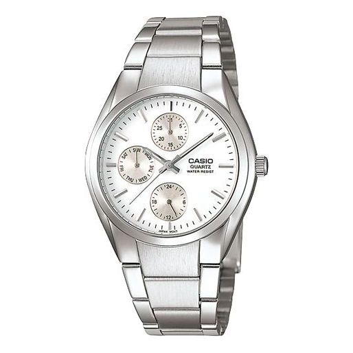 CASIO Stainless Steel Strap Quartz Waterproof Mens SilverWhite Analog