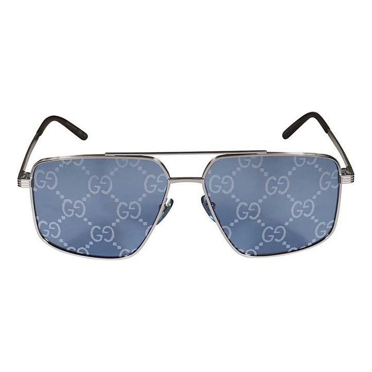 Gucci Gg Pattern Lens Aviator Sunglasses Blue 648678 I0330 8149 Kickscrew
