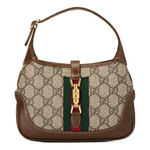 (WMNS) GUCCI Horsebit 1955 Retro Gold Buckle Logo Stripe Webbing Saddle Bag  Shoulder Messenger Bag Mini Ebony / Brown Classic 658574-HUHHG-8565