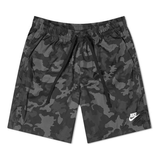 Men's Nike Woven Camo Short Camouflage Drawstring Sports Shorts Black ...