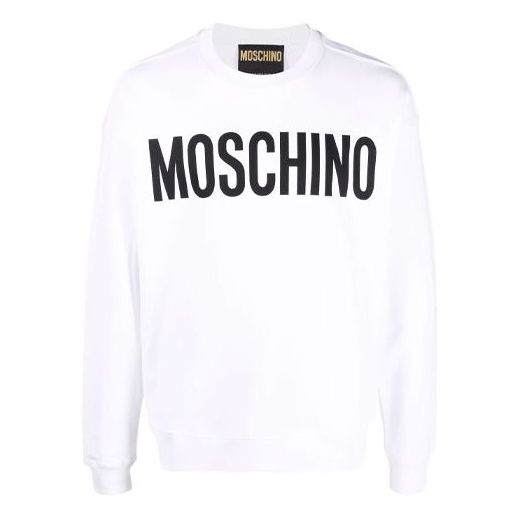 Men's MOSCHINO Alphabet Logo Printing Round Neck White Hoodie A1701 ...