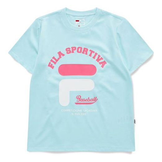 WMNS) Fila Printing Casual Round Neck Short Sleeve Pink -