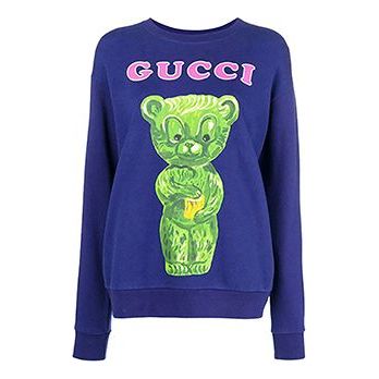 WMNS) GUCCI Bear Print Cotton Jumper For Blue 469250X3P134205 - KICKS CREW