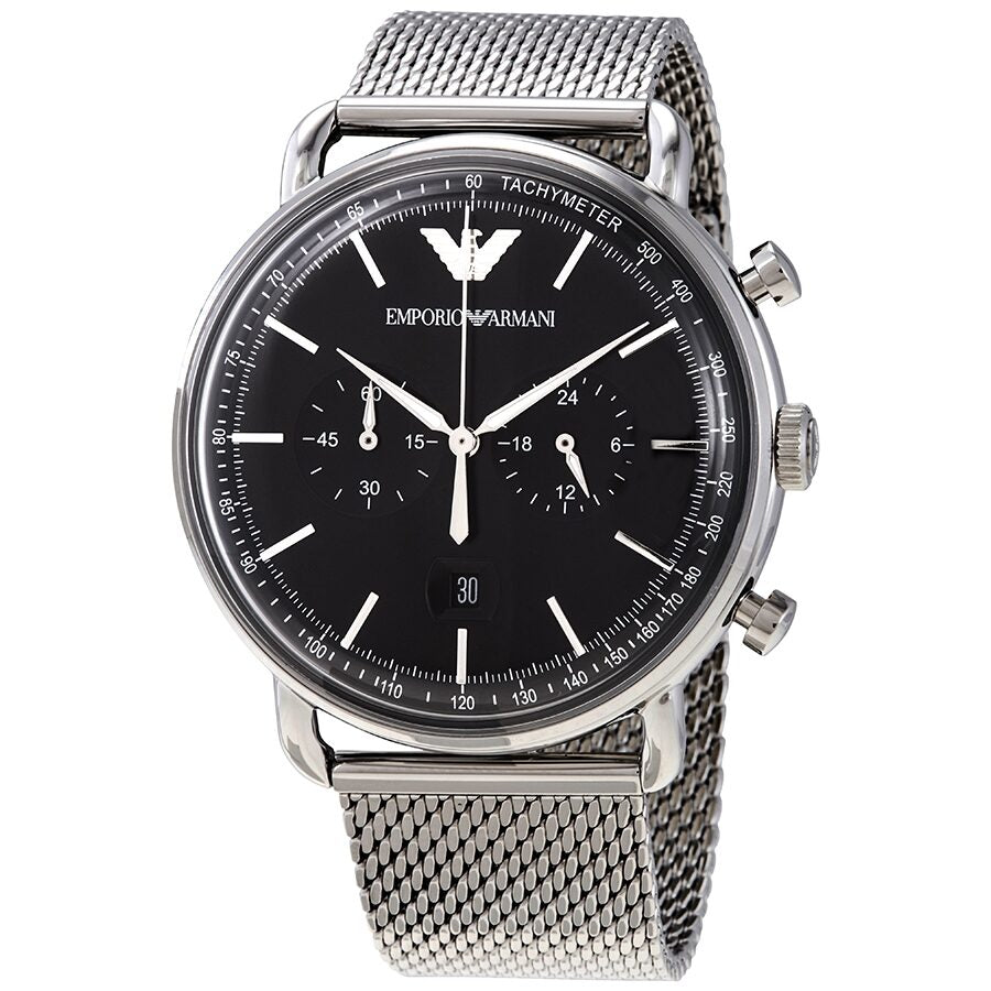 Emporio Armani Aviator Chronograph Quartz Black Dial Men's Watch AR111 ...