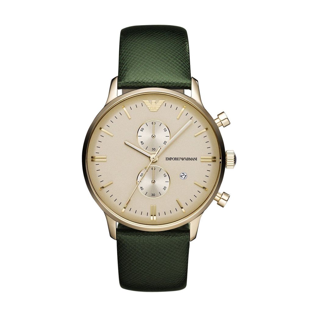 Emporio Armani Green Leather Men's Watch AR1722 – The Watches Men & CO