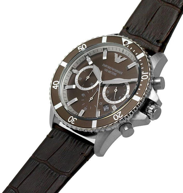 Emporio Armani Chronograph Black Leather Men's Watch AR11498 – The Watches  Men & CO