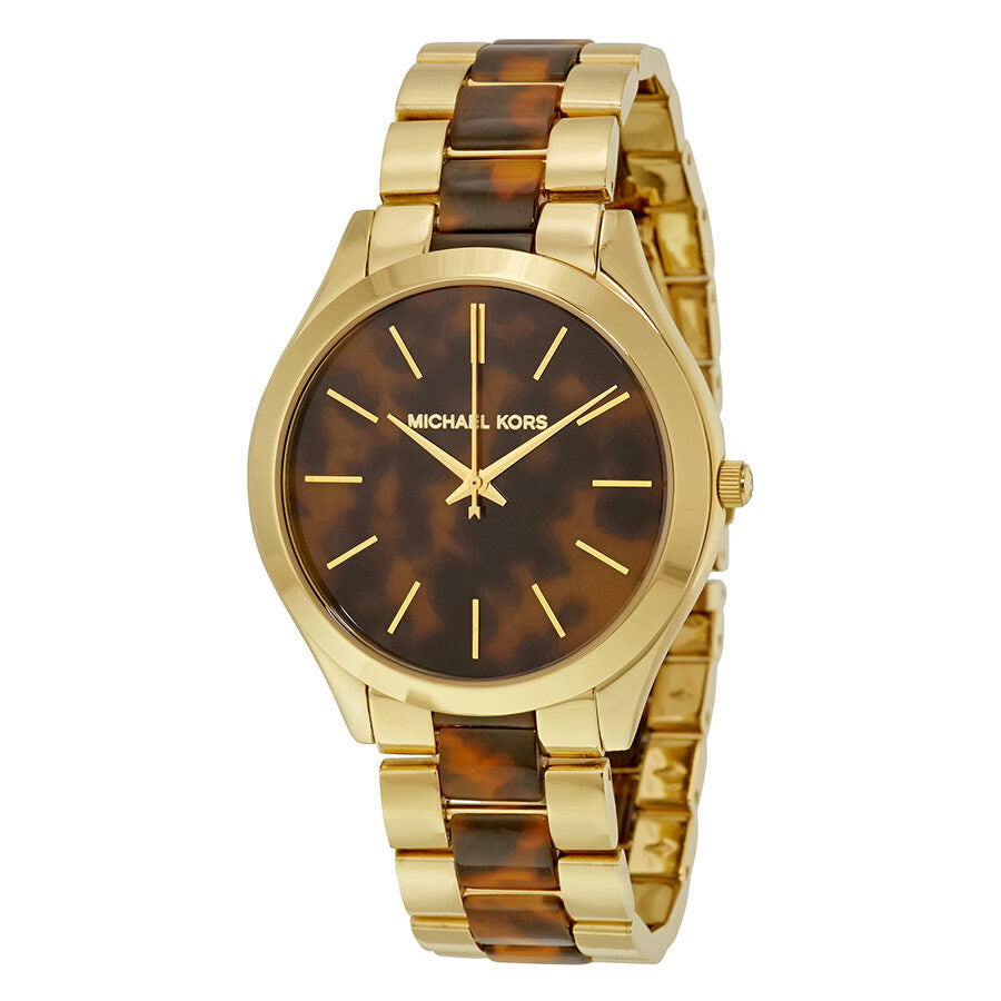 Michael Kors Slim Runway Tortoise-shell Dial Ladies Watch MK4284 – The  Watches Men & CO