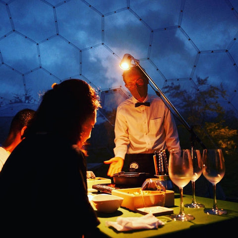 Geodesic dome dining in nature