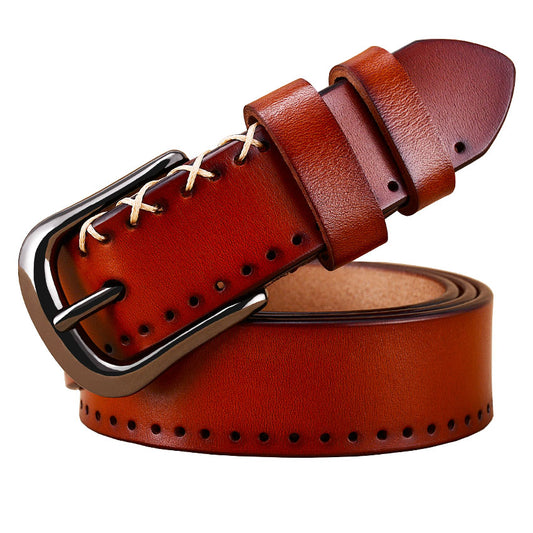 Ladies leather buckle leather belt