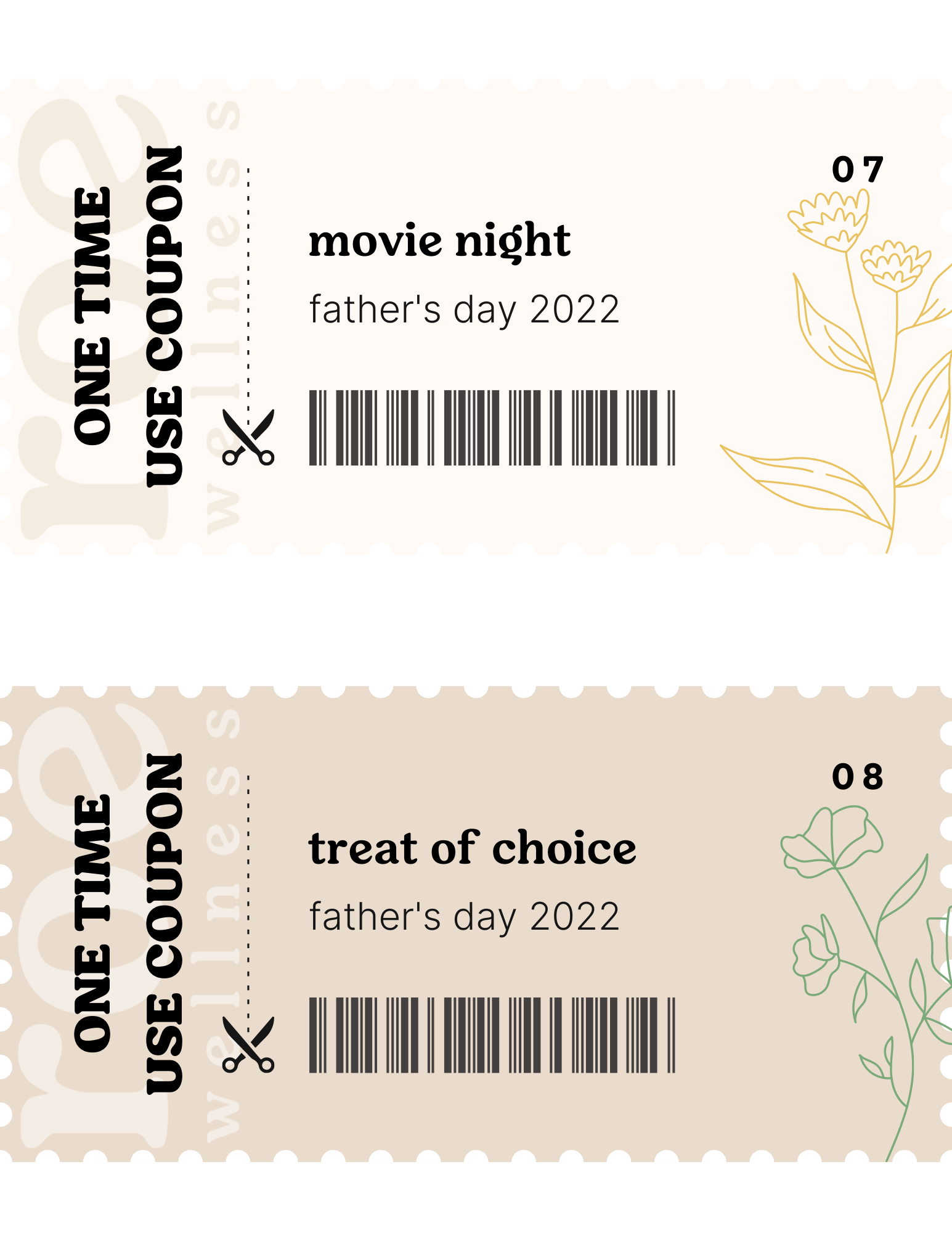 Movie night with dad. Coupon for a treat of choice for Father's Day.