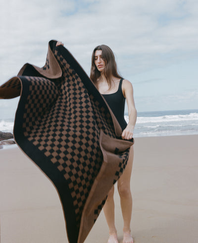 LOUIS VUITTON brown cotton CLASSIC BEACH Towel