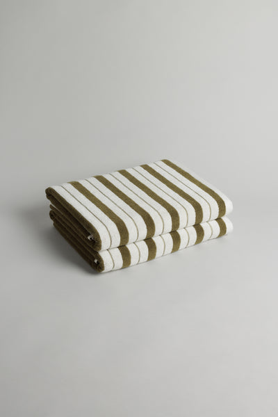 Tan & Grey Striped Cotton Tea Towels (Set of 3 Pieces)