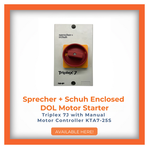 Sprecher + Schuh Enclosed DOL Motor Starter Triplex 7J with Manual Motor Controller KTA7-25S, secure and reliable, available for purchase.