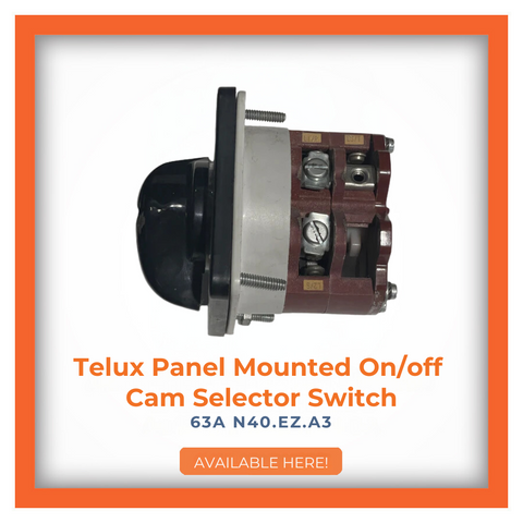 Telux Panel Mounted On/Off Cam Selector Switch 63A N40.EZ.A3, robust for industrial use, click to buy.