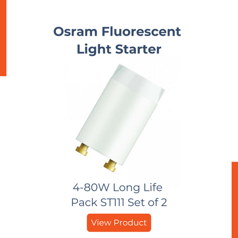 Osram Fluorescent Light Starter 4-80W Long Life Pack ST111 Set of 2