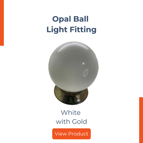 Opal Ball Light Fitting White with Gold