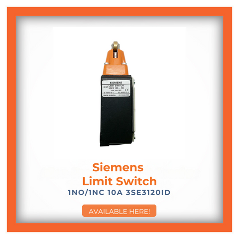 Siemens Limit Switch 1NO/1NC 10A 3SE3120ID available for secure and precise machinery operation.