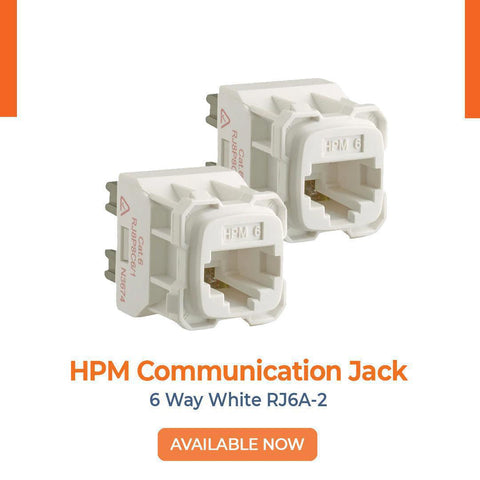 HPM Communication Jack 6 Way White RJ6A-2