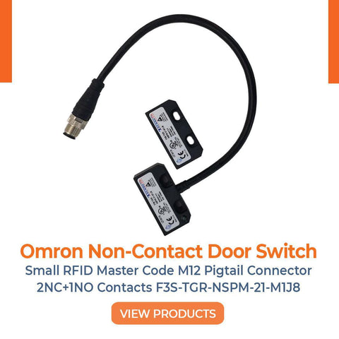 Omron Non-Contact Door Switch Small RFID Master Code M12 Pigtail Connector 2NC+1NO Contacts F3S-TGR-NSPM-21-M1J8