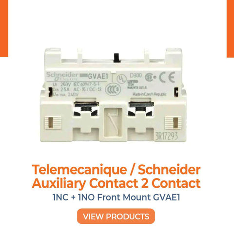 Telemecanique / Schneider Auxiliary Contact 2 Contact 1NC + 1NO Front Mount GVAE1