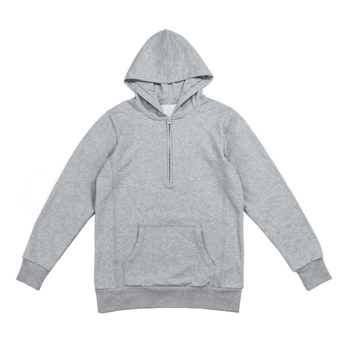 Fall Half Zip Pullover Hoodie - Heather Grey