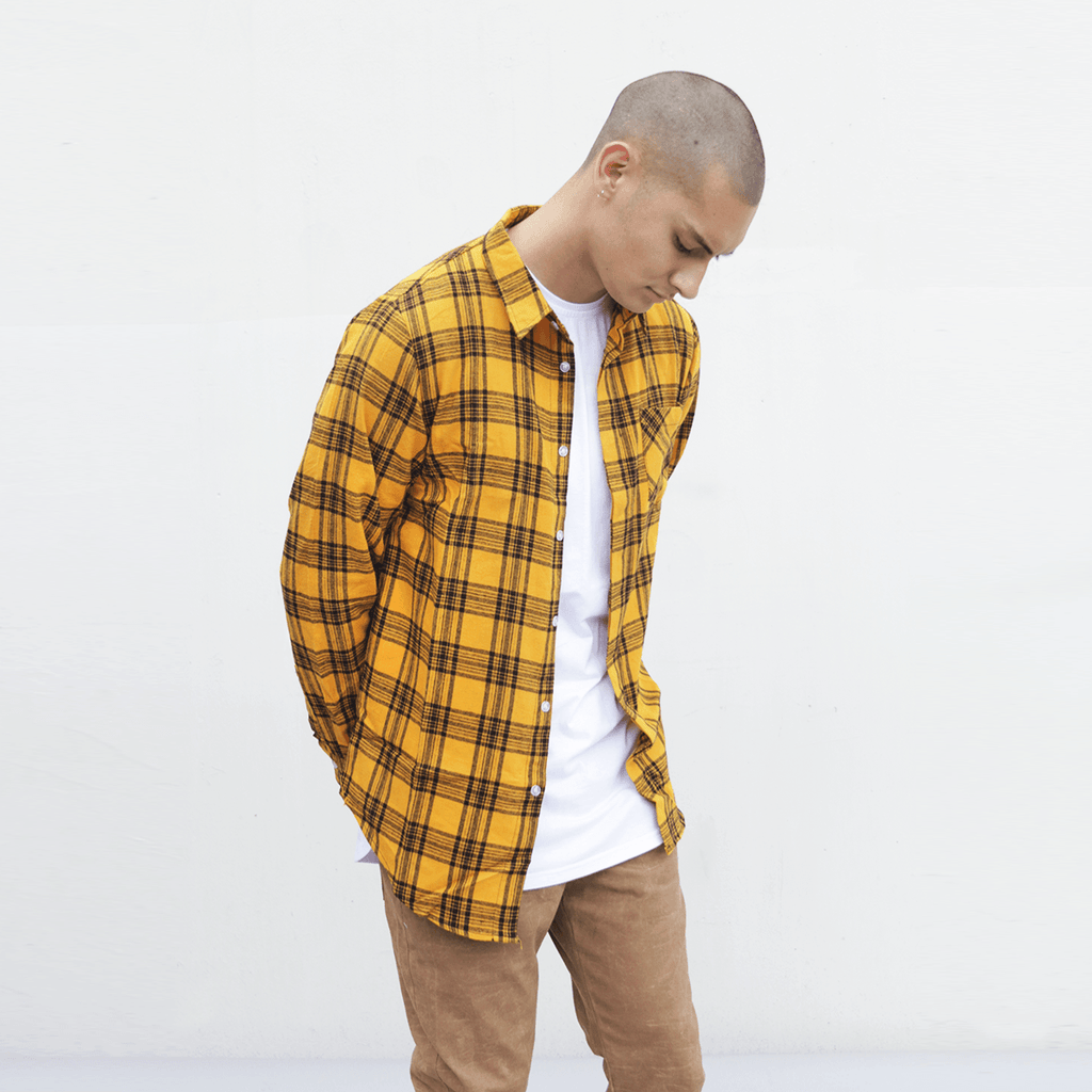 Harbor Flannel Ls Buttonup Golden Yellow Black