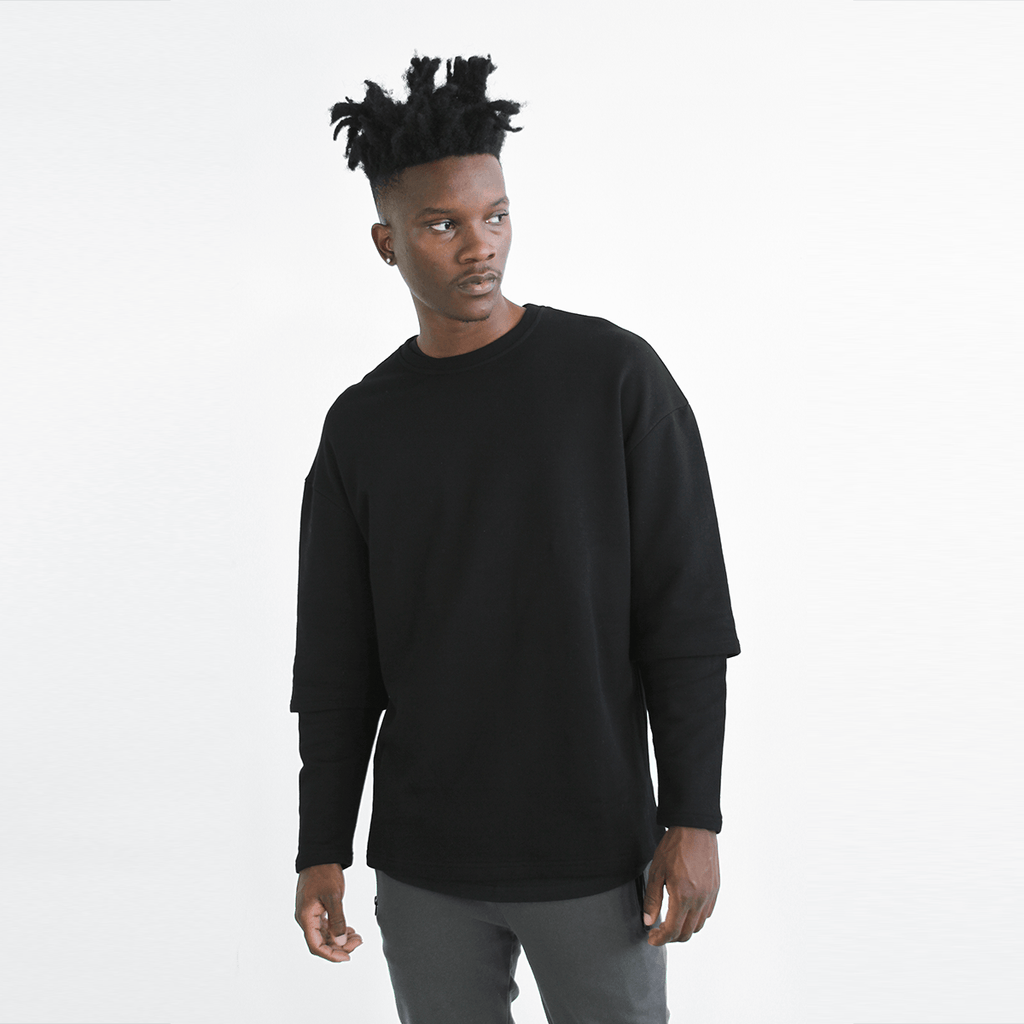 oversized black crewneck