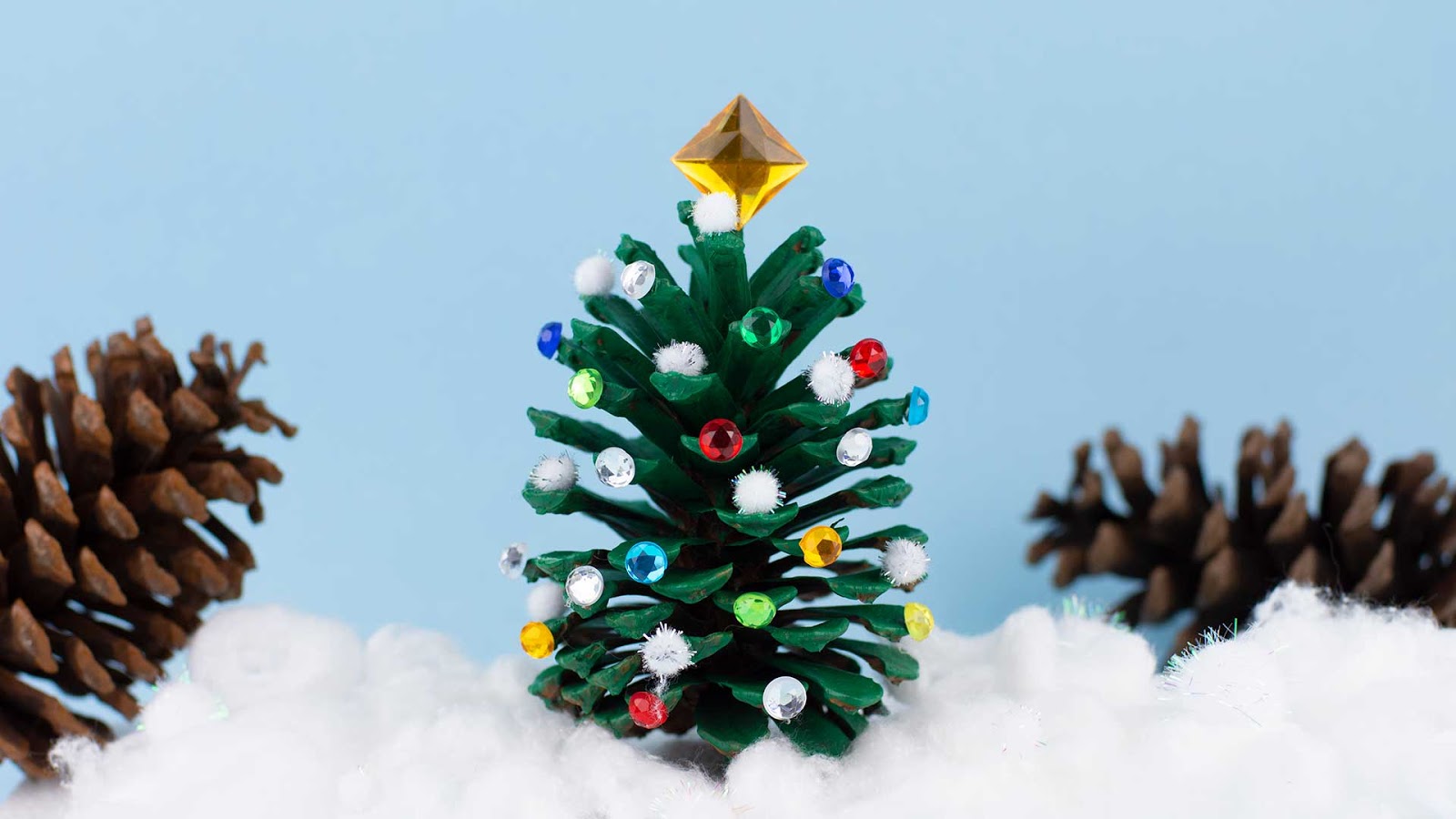 A crafted pine cone Christmas tree.