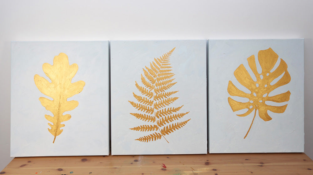 Golden leaf triptych.