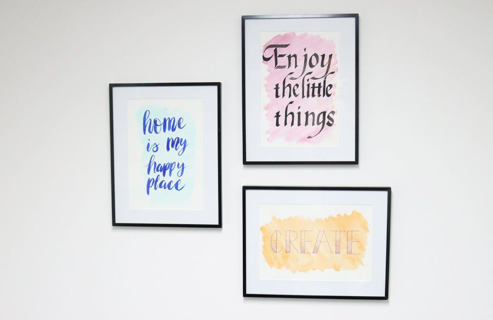 Hand lettering triptych.