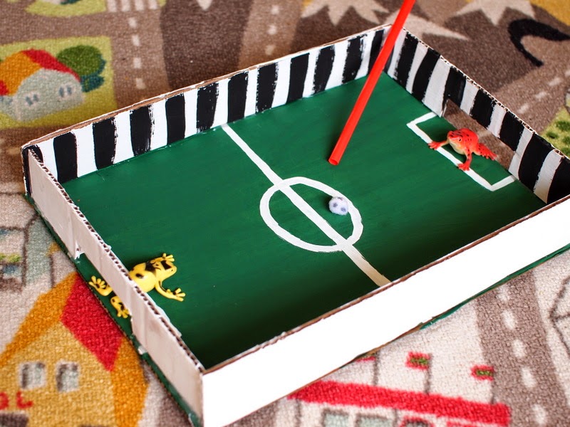 A game of tabletop soccer.