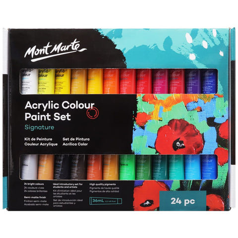 Watercolour Paint Set Paints Water Colour 24 x 12ml Tubes Mont Marte Art  Craft