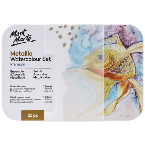 mont marte metallic watercolor paint set, 16 colors + brush – A Paper Hat