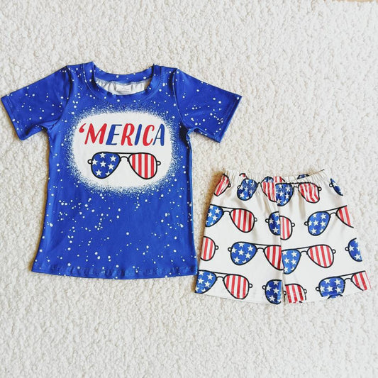 4th of July Merican glass shorts sets