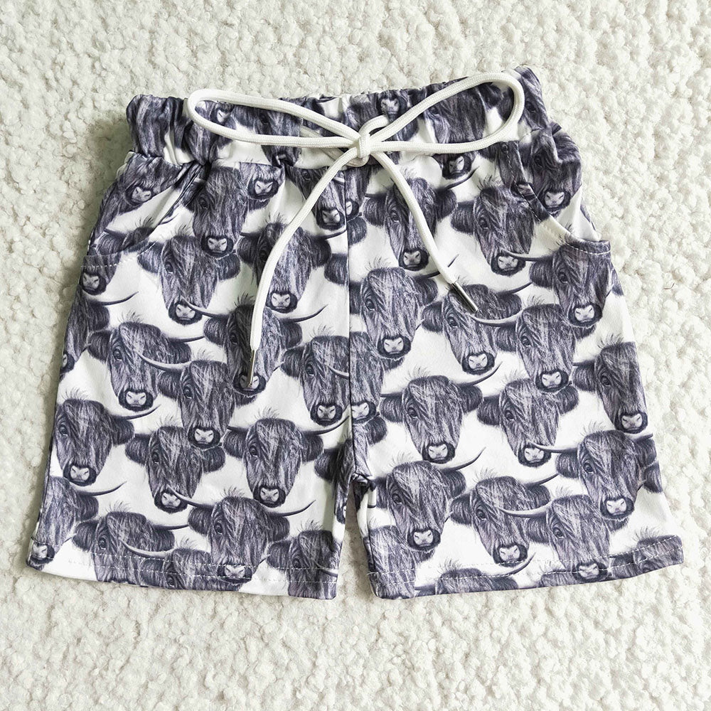 Baby boys cow pocket shorts western design – Aier Wholesale