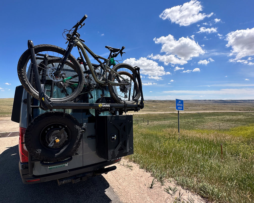 MHS hitch rack on an RV camper van