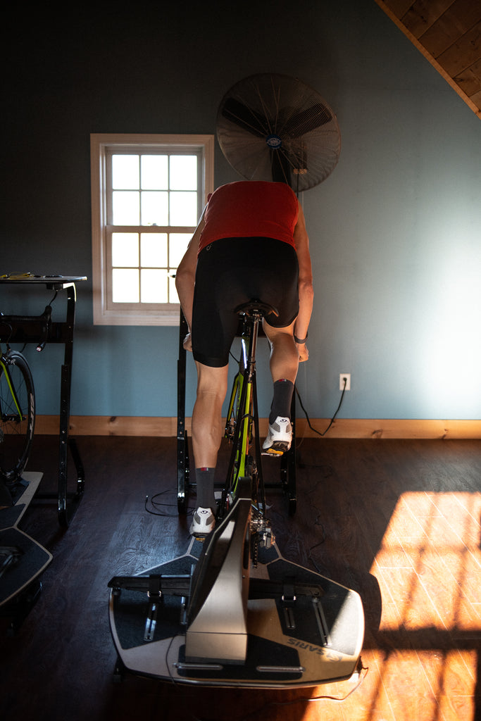 ted king riding H3 Plus direct drive indoor trainer and MP1 Nfinity Movement Platform