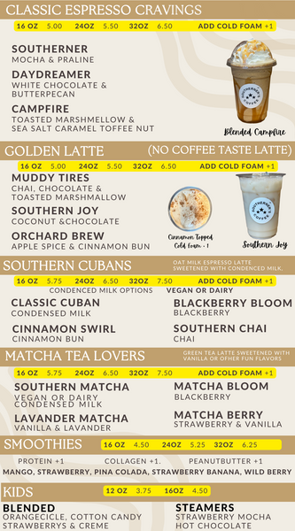 Coffee Shop Menu