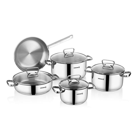 Korkmaz A1805 Tombik Series Stainless Steel 6 Piece Omelette Set 3xLow  Casserole