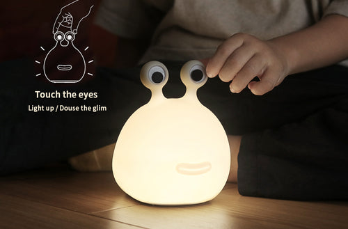 Interactive Slug Night Light with touch-sensitive eyes for on/off control, perfect for a playful bedtime routine