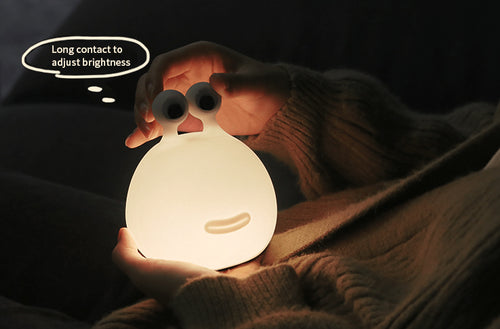 Interactive Slug Night Light with touch-sensitive eyes for on/off control, perfect for a playful bedtime routine