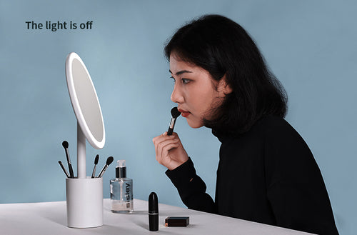 Brush Holder Cosmetic Mirror - Lights Off