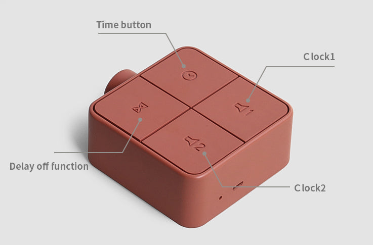 Top view of Cube Alarm Clock showing functional buttons