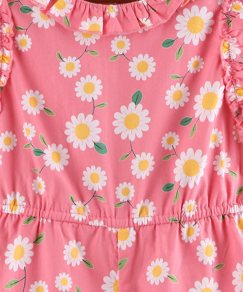 Girls Daisy Print Jumpsuit Pink