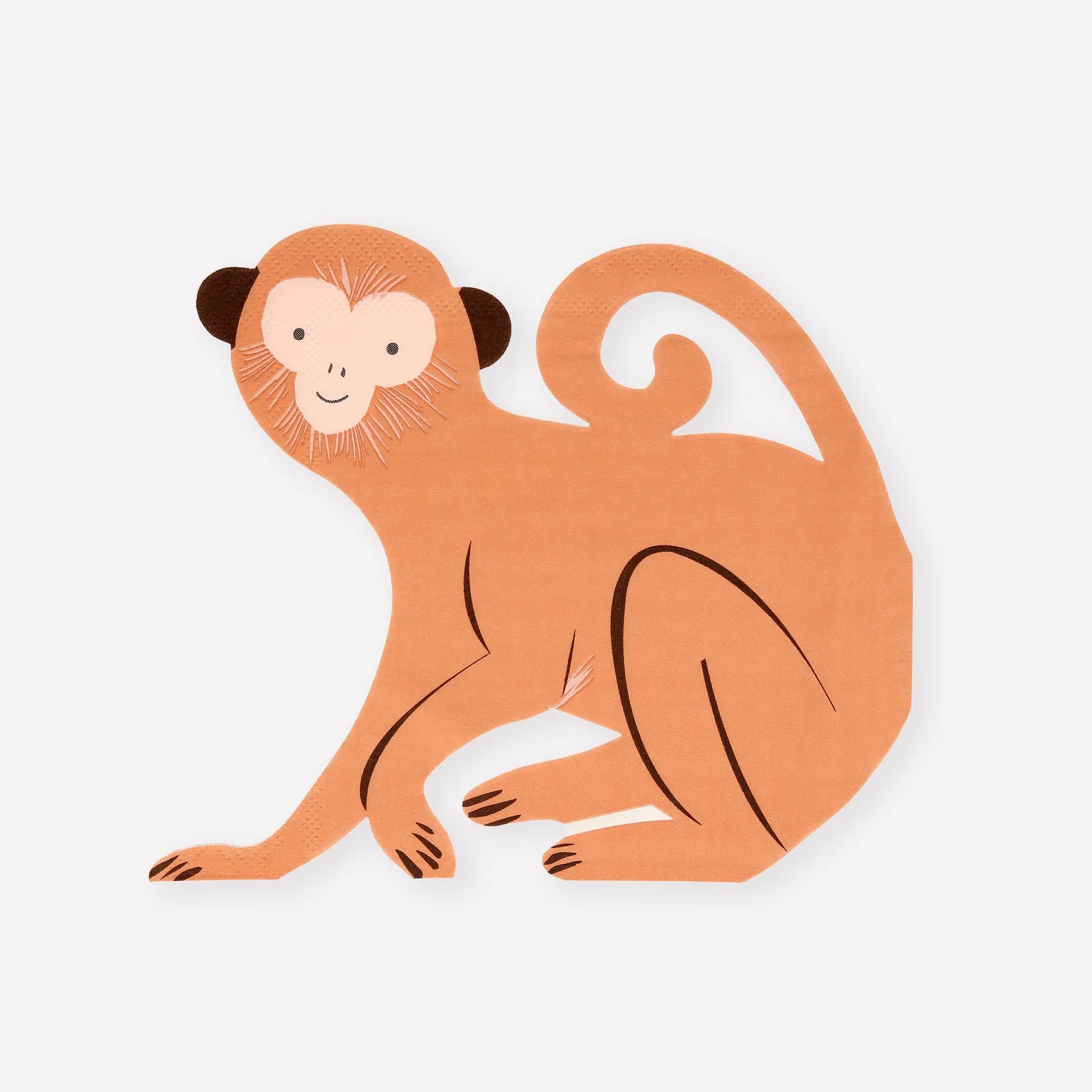 Monkey Paper Napkins, Set of 16 Die-Cut Monkey Party Napkins from the Meri Meri Animal Parade Collection, Fun for an Animal or Safari Themed Birthday Party!